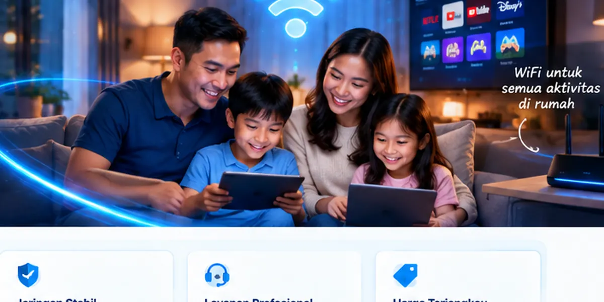 Keluarga menikmati streaming di rumah.